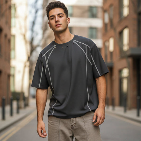 THE MEN THING LINEFORM EDGE Oversized T-Shirt - Black