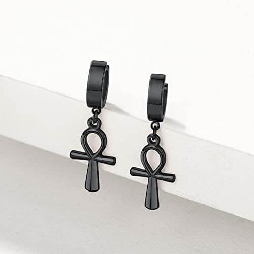THE MEN THING Nose & Ear Ring Pair (Both Ears) ANKRYX BLACK - Titanium Steel Stud Earrings for Men & Boys (2 Pcs)