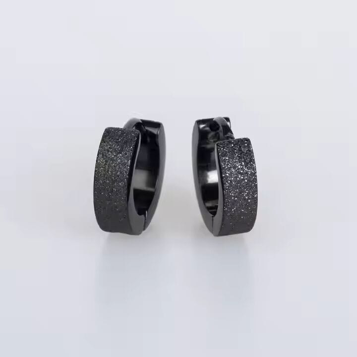 THE MEN THING Nose & Ear Ring Pair (Both Ears) ARCTIC BLACK HALO - 5mm Titanium Steel Hoop Earrings for Men & Boys (2 Pcs)