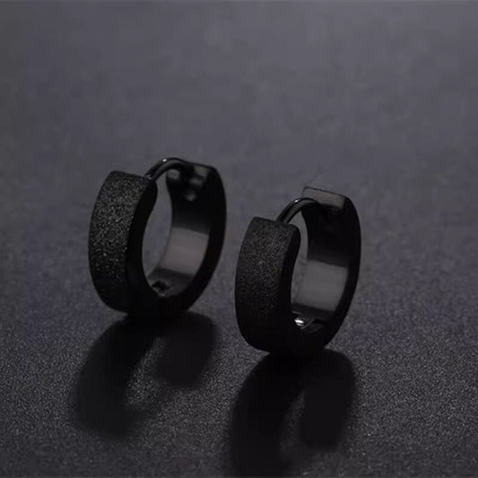 THE MEN THING Nose & Ear Ring Pair (Both Ears) ARCTIC BLACK HALO - 5mm Titanium Steel Hoop Earrings for Men & Boys (2 Pcs)