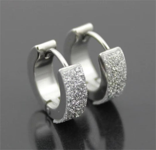 THE MEN THING Nose & Ear Ring Pair (Both Ears) ARCTIC SILVER HALO - 5mm Titanium Steel Hoop Earrings for Men & Boys (2 Pcs)