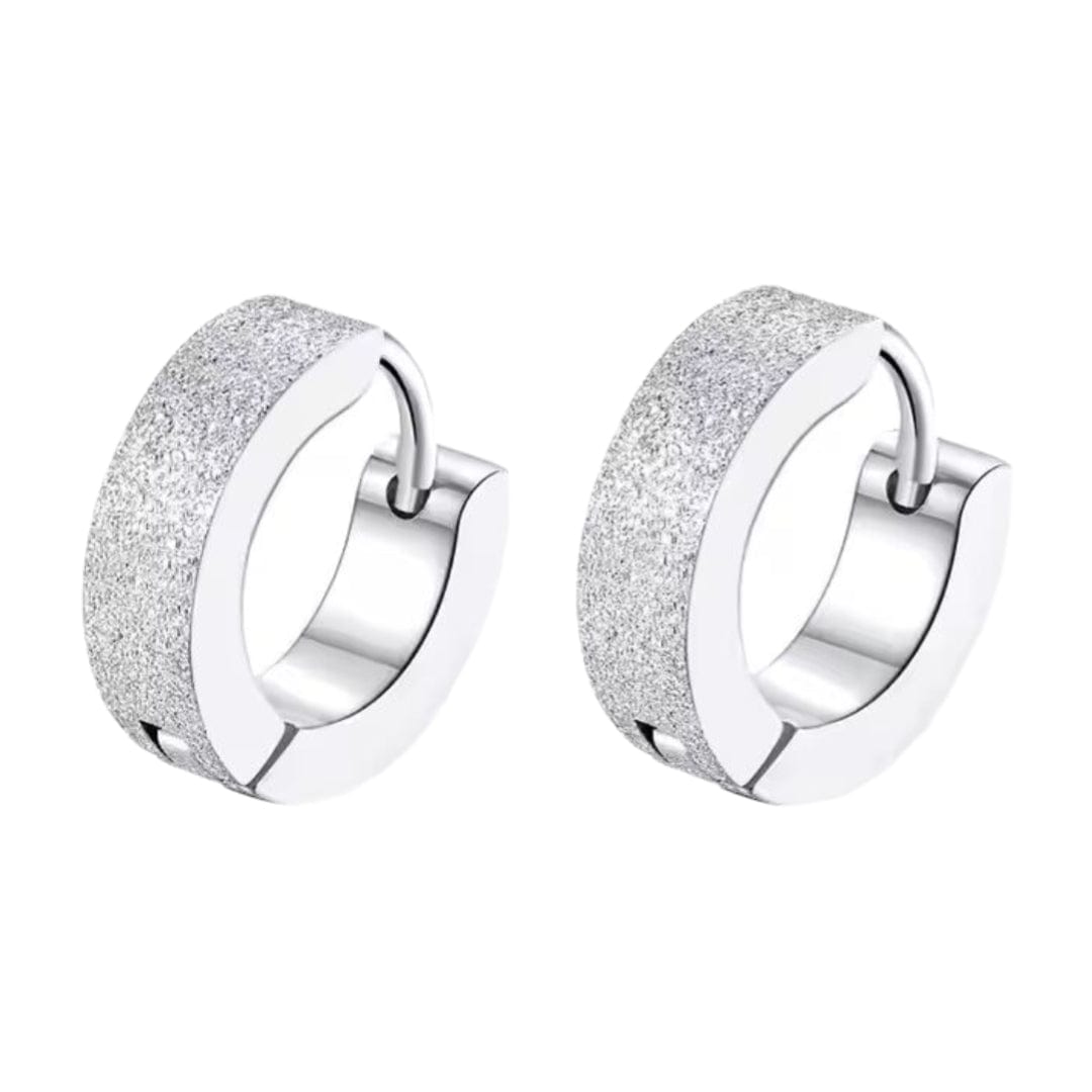 THE MEN THING Nose & Ear Ring Pair (Both Ears) ARCTIC SILVER HALO - 5mm Titanium Steel Hoop Earrings for Men & Boys (2 Pcs)