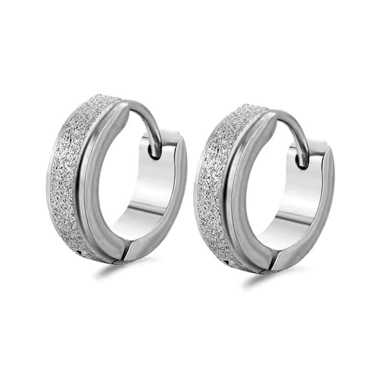 THE MEN THING Nose & Ear Ring Pair (Both Ears) AURORA SILVER - 5mm Titanium Steel Hoop Earrings for Men & Boys (2 Pcs)