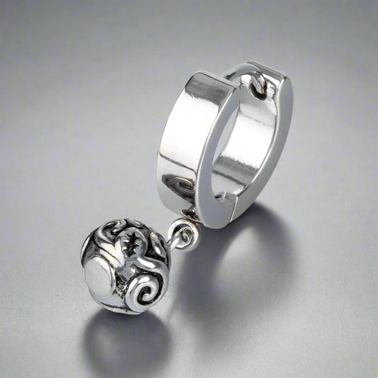 THE MEN THING Nose & Ear Ring Pair (Both Ears) BALI BALL - Titanium Steel Hoop Earrings for Men & Boys (2 Pcs)