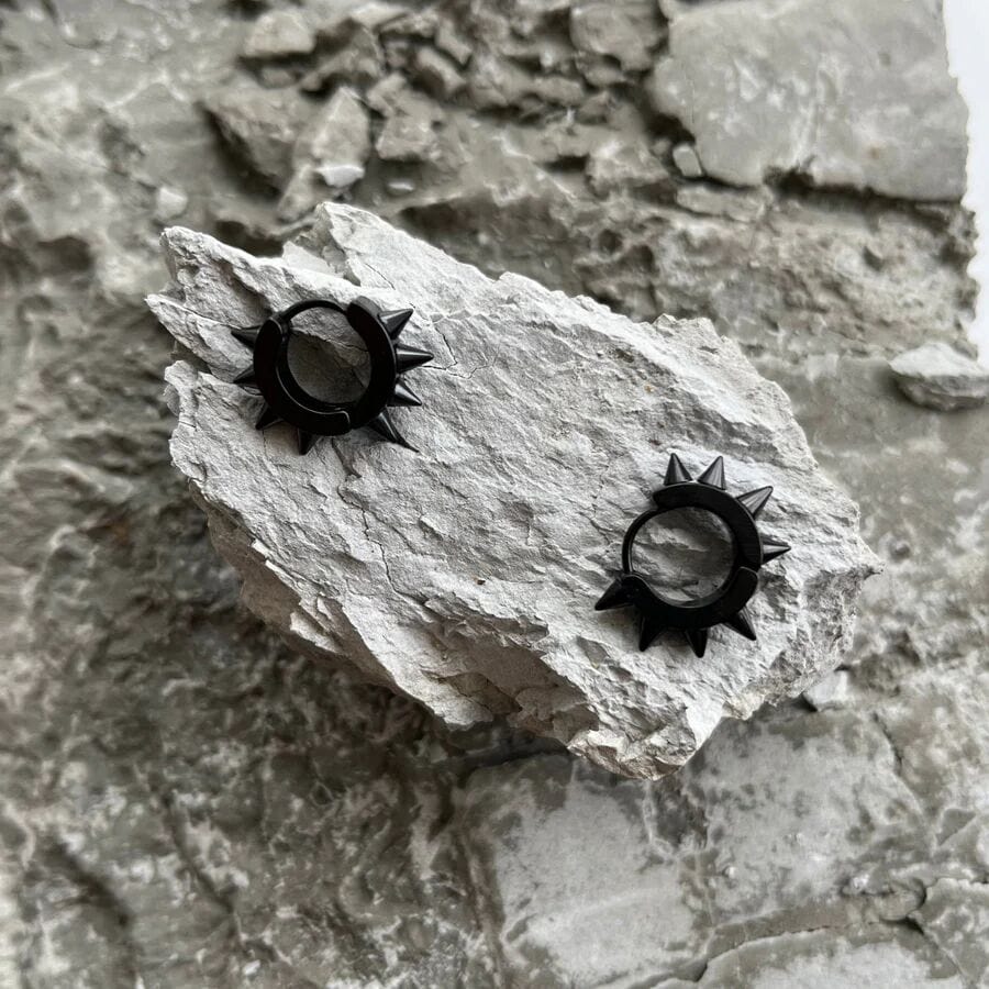 THE MEN THING Nose & Ear Ring Pair (Both Ears) BLACK DAGGERLOOP - 5mm Titanium Steel Hoop Earrings for Men & Boys (2 Pcs)