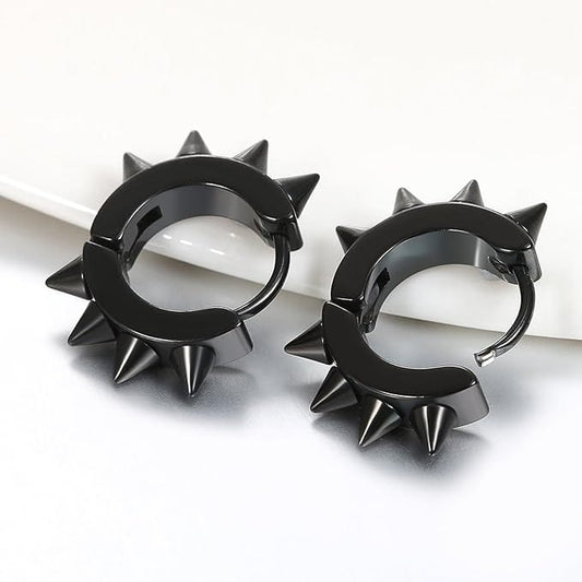 THE MEN THING Nose & Ear Ring Pair (Both Ears) BLACK DAGGERLOOP - 5mm Titanium Steel Hoop Earrings for Men & Boys (2 Pcs)