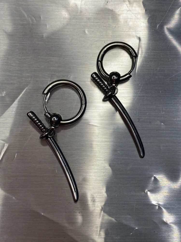 THE MEN THING Nose & Ear Ring Pair (Both Ears) BLACK SAMURAI GLEAM - 2.5mm Titanium Steel Hoop Earrings for Men & Boys (2 Pcs)