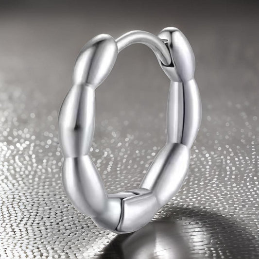 THE MEN THING Nose & Ear Ring Pair (Both Ears) BREEZE CURVE - Titanium Steel Hoop Earrings for Men & Boys (2 Pcs)
