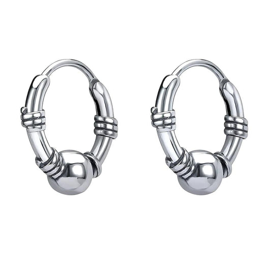 THE MEN THING Nose & Ear Ring Pair (Both Ears) COMET HOOPS - Titanium Steel Hoop Earrings for Men & Boys (2 Pcs)