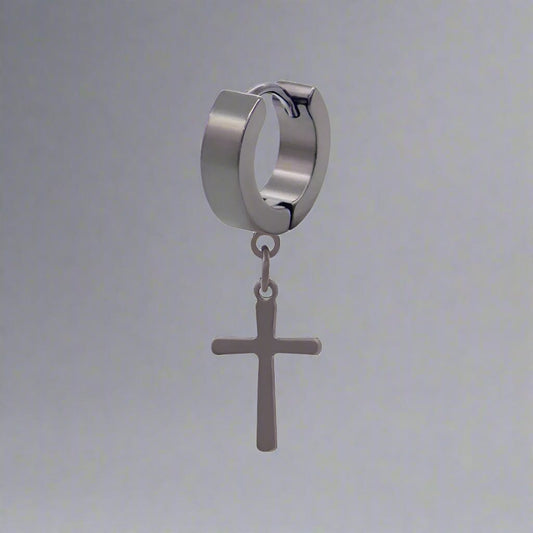 THE MEN THING Nose & Ear Ring Pair (Both Ears) CRUCIS - BLACK - Titanium Steel Hoop Earrings for Men & Boys (2 Pcs)