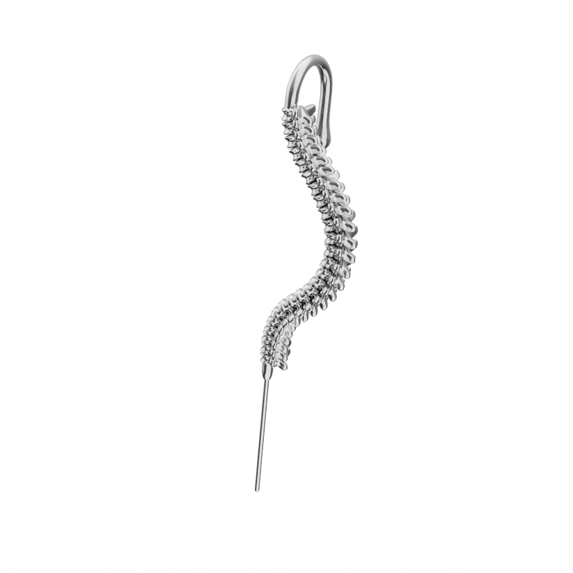 THE MEN THING Nose & Ear Ring Pair (Both Ears) CURVED SPINE - Pure Titanium Steel Ear Crawler Hook Pin Cuff Earrings for Men & Boys (2 Pcs)