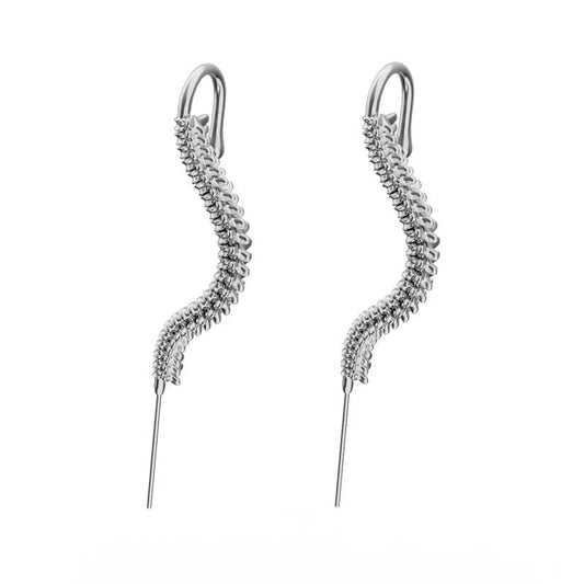 THE MEN THING Nose & Ear Ring Pair (Both Ears) CURVED SPINE - Pure Titanium Steel Ear Crawler Hook Pin Cuff Earrings for Men & Boys (2 Pcs)