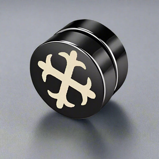 THE MEN THING Nose & Ear Ring Pair (Both Ears) GLINT CROSS - Magnetic Non-Piercing Pure Titanium Steel Studs Earrings for Men & Boys (2 Pcs)