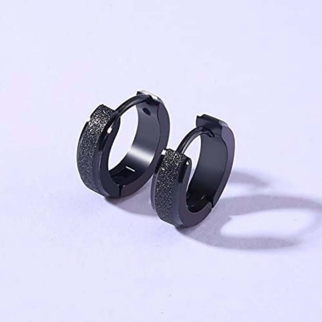 THE MEN THING Nose & Ear Ring Pair (Both Ears) GLITTER LOOP - Pure Titanium Steel Hoop Ear Earrings for Men & Boys (2 Pcs)