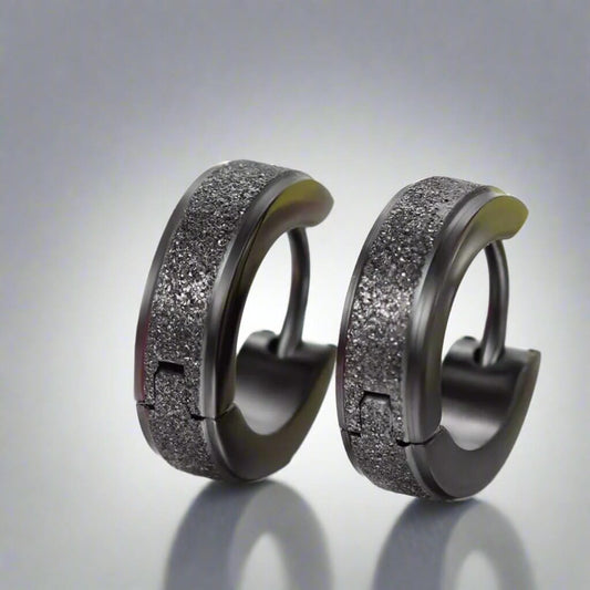 THE MEN THING Nose & Ear Ring Pair (Both Ears) GLITTER LOOP - Pure Titanium Steel Hoop Ear Earrings for Men & Boys (2 Pcs)