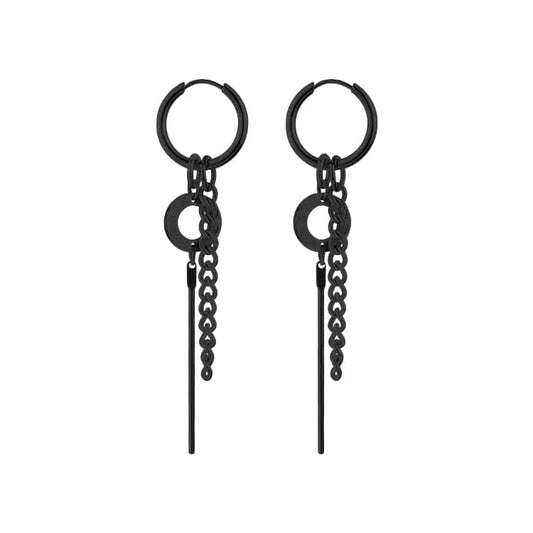 THE MEN THING Nose & Ear Ring Pair (Both Ears) LINKER LOOP - BLACK - Pure Titanium Steel Ear Hoop Earrings for Men & Boys (2 Pcs)
