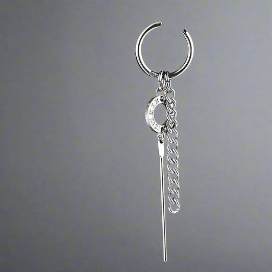 THE MEN THING Nose & Ear Ring Pair (Both Ears) LINKER LOOP - SILVER - Pure Titanium Steel Ear Hoop Earrings for Men & Boys (2 Pcs)