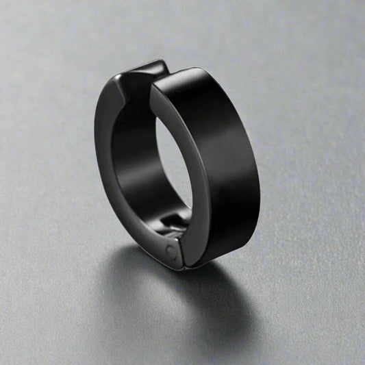 THE MEN THING Nose & Ear Ring Pair (Both Ears) ONYXLOOP - BLACK - Non-Piercing Pure Titanium Steel Earring for Men & Boys (2 pcs)