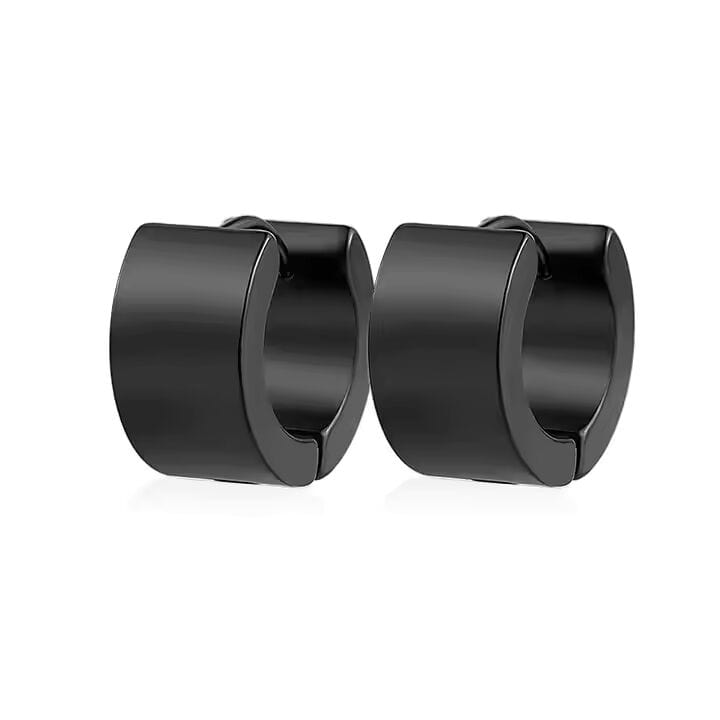 THE MEN THING Nose & Ear Ring Pair (Both Ears) ORIC BLACK - 8mm Titanium Steel Hoop Earrings for Men & Boys (2 Pcs)