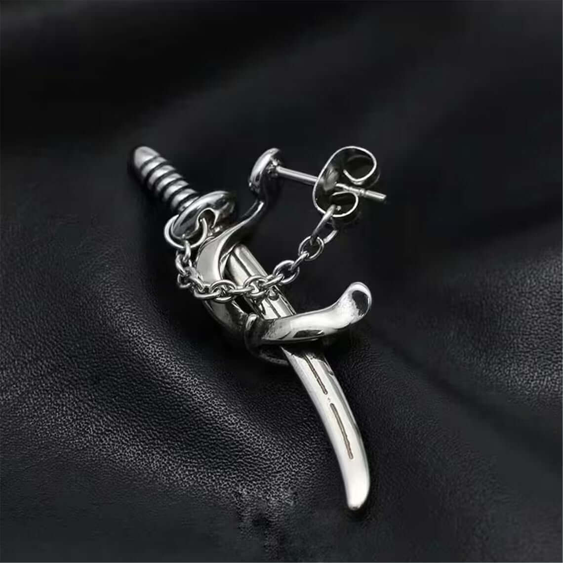 THE MEN THING Nose & Ear Ring Pair (Both Ears) SAMURAI - Titanium Steel Stud Earrings for Men & Boys (2 Pcs)