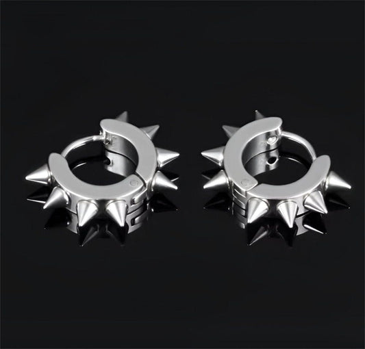 THE MEN THING Nose & Ear Ring Pair (Both Ears) SILVER DAGGERLOOP - 5mm Titanium Steel Hoop Earrings for Men & Boys (2 Pcs)