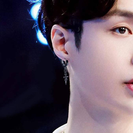 THE MEN THING Nose & Ear Ring Pair (Both Ears) SKULL DAGGER BLACK - Pure Titanium Steel Ear Hoop Earrings for Men & Boys (2 Pcs)