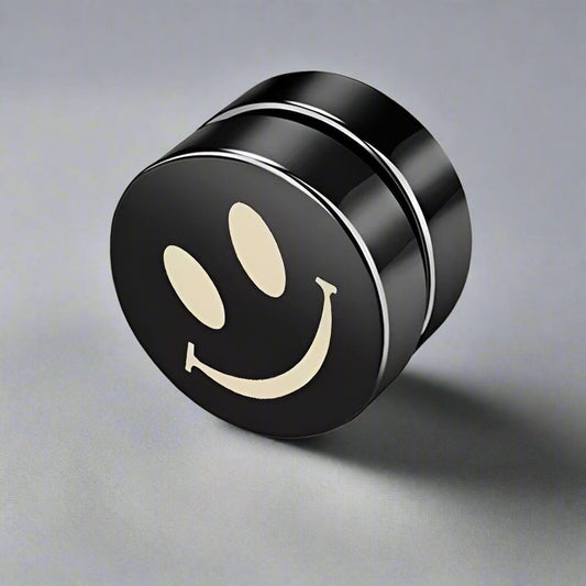 THE MEN THING Nose & Ear Ring Pair (Both Ears) SMILEY - Magnetic Non-Piercing Pure Titanium Steel Studs Earrings for Men & Boys (2 Pcs)