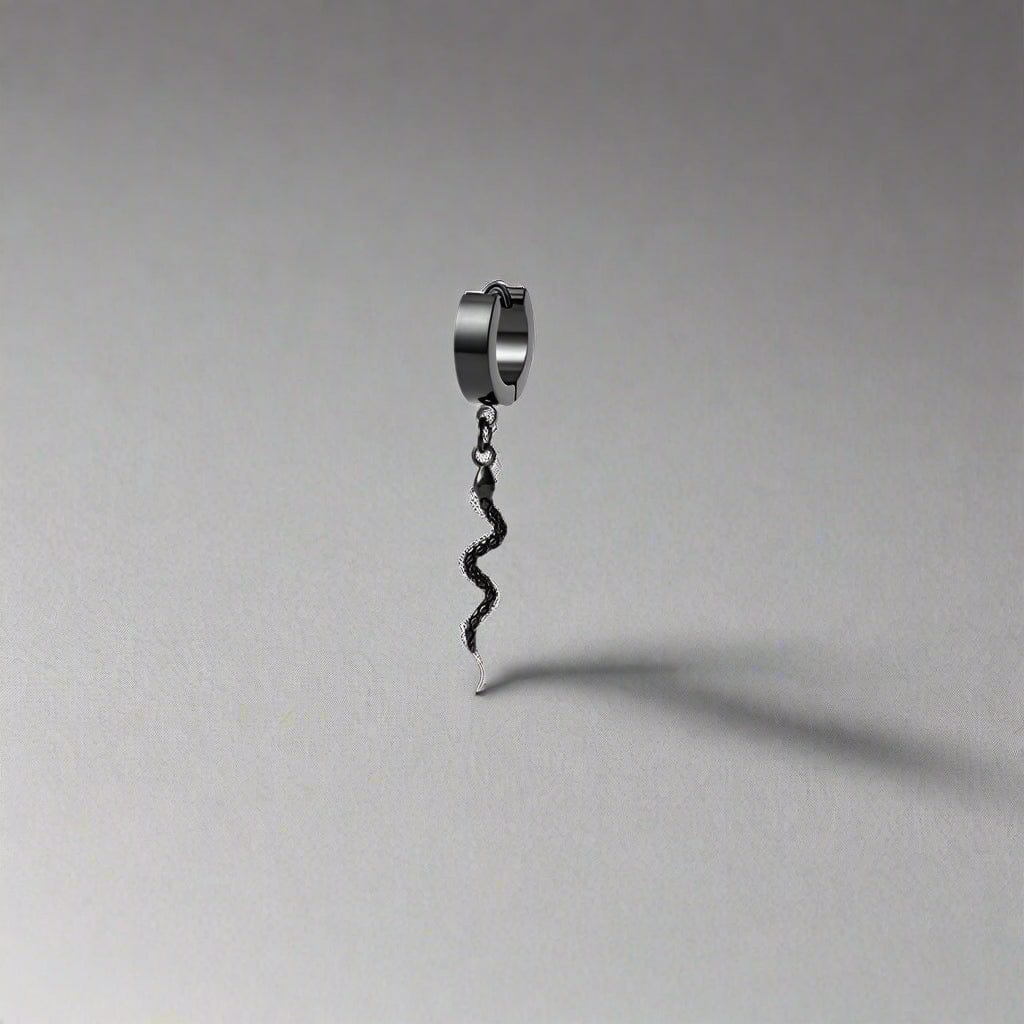 THE MEN THING Nose & Ear Ring Pair (Both Ears) SNAKLET BLACK - Titanium Steel Hoop Earrings for Men & Boys (2 Pcs)