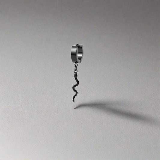 THE MEN THING Nose & Ear Ring Pair (Both Ears) SNAKLET BLACK - Titanium Steel Hoop Earrings for Men & Boys (2 Pcs)