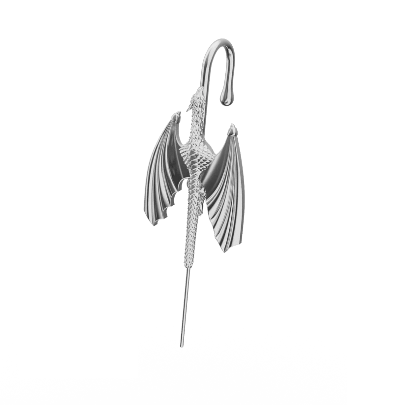 THE MEN THING Nose & Ear Ring Pair (Both Ears) SOAR DRAGON - Pure Titanium Steel Ear Crawler Hook Pin Cuff Earrings for Men & Boys (2 Pcs)