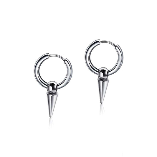 THE MEN THING Nose & Ear Ring Pair (Both Ears) SPIREHOOP - SILVER - Pure Titanium Steel Ear Hoop Earrings for Men & Boys (2 Pcs)