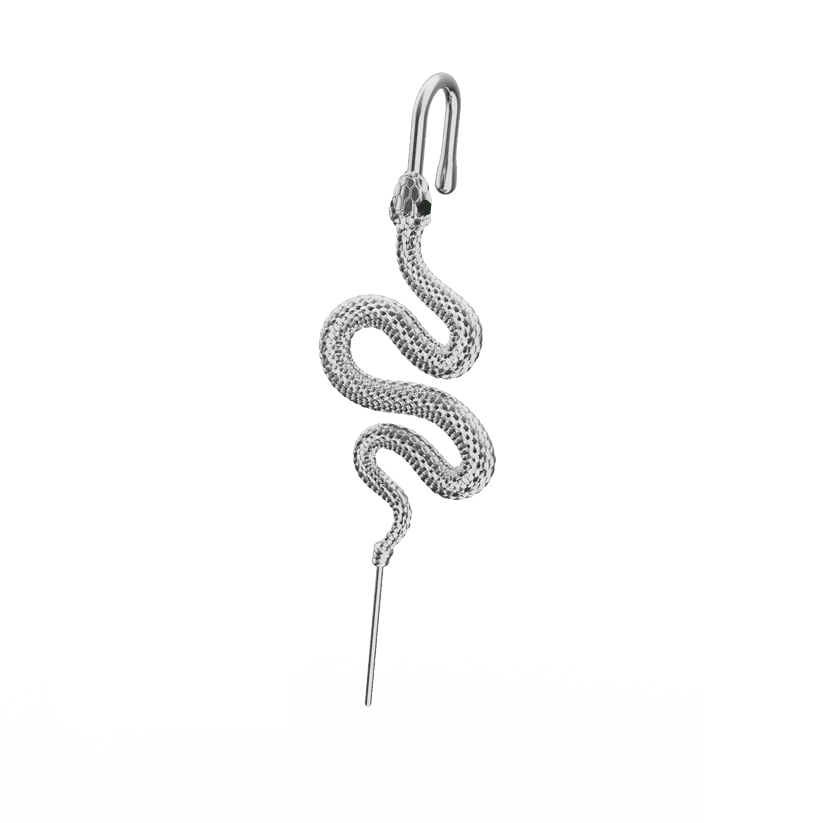 THE MEN THING Nose & Ear Ring Pair (Both Ears) VIPER - Pure Titanium Steel Ear Crawler Hook Pin Cuff Earrings for Men & Boys (2 Pcs)