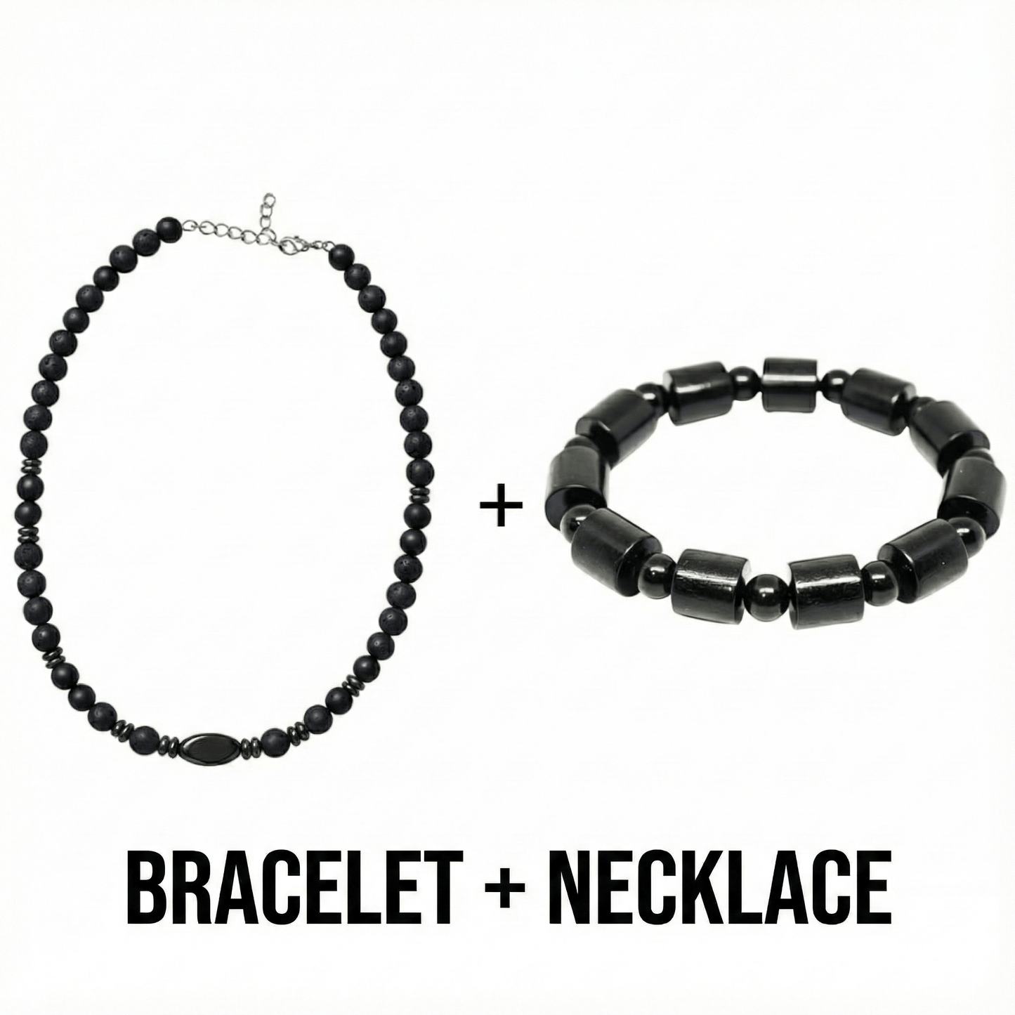 THE MEN THING Pearl / Bead Necklace COMBO — NOIR VAULT Wooden Beads Bracelet × FENRIK Beads Necklace