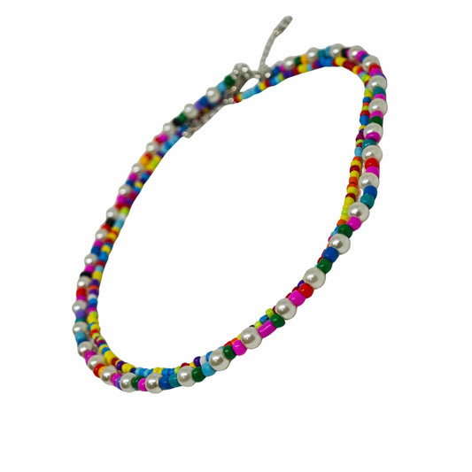 THE MEN THING Pearl / Bead Necklace RAINBOW BLISS - Multi-Layer Beads Necklace for Men & Boys (20 inch)