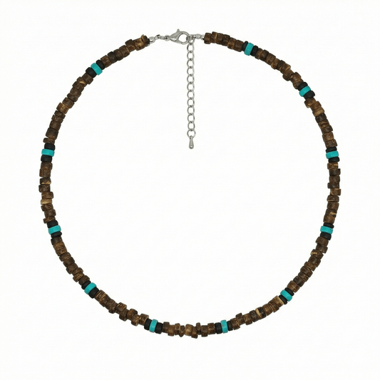 THE MEN THING Pearl / Bead Necklace RUSTIC WAVE - 8 mm Beaded Necklace for Men and Boys (20 inches with adjustable cable chain)