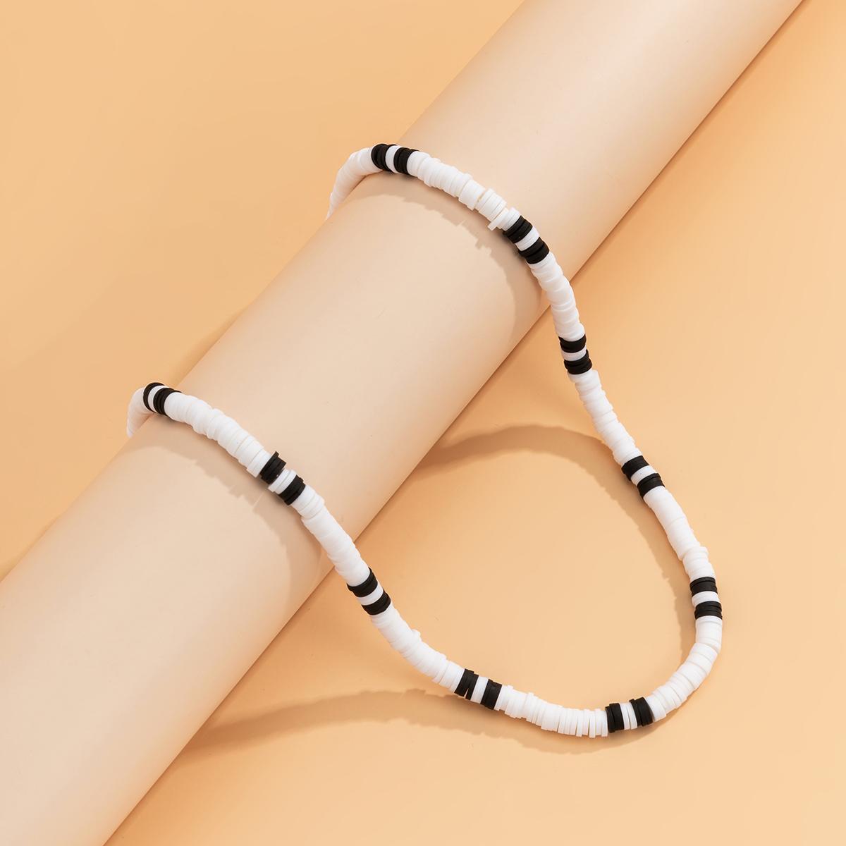 THE MEN THING Pearl / Bead Necklace WHITE EARTHY APPEAL - Beaded Necklace - Black & White Beaded Necklace for Men & Boys (20 inch with adjustable cable chain)