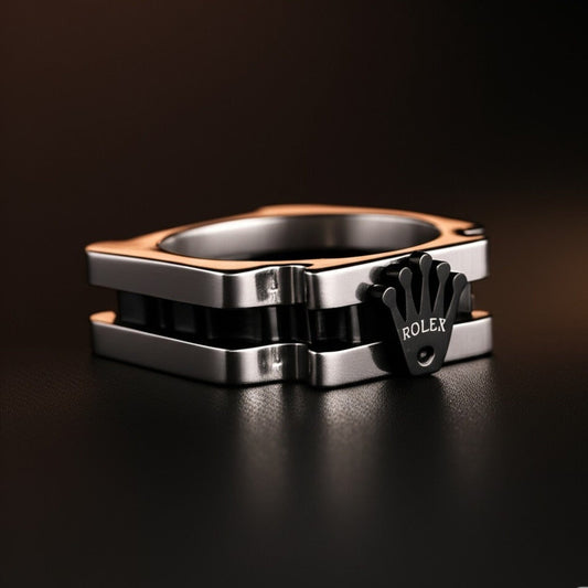 THE MEN THING Rings 16 Royal Series - SQUARE REIGN RING - Pure Stainless Steel Men’s Steel-Black-Plated Ring – Statement Luxury Jewelry (Size : 16-19-22-24)