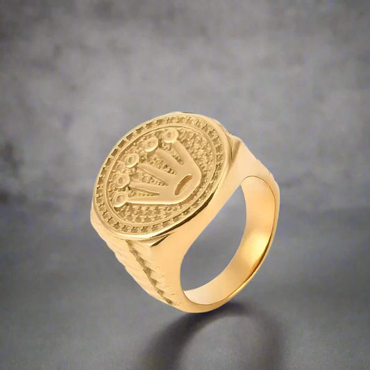 THE MEN THING Rings 17 / Golden Tone - Stainless Steel FIVE VIKING KING - Pure Stainless Steel Ring for Men (Size : 17,20,26)