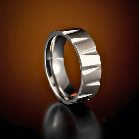THE MEN THING Rings 17 Royal Series - GRAVIX EDGE RING - Pure Stainless Steel Men’s Steel-Plated Ring – Statement Luxury Jewelry (Size : 17-19-22-24-27)