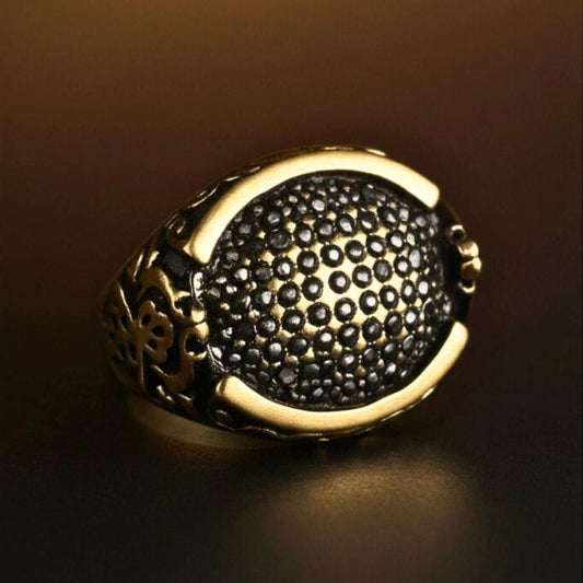 THE MEN THING Rings 19 Royal Series - NIGHTFORGE SIGNET RING - Pure Stainless Steel Men’s Gold-Plated Ring – Statement Luxury Jewelry (Size : 19-22)