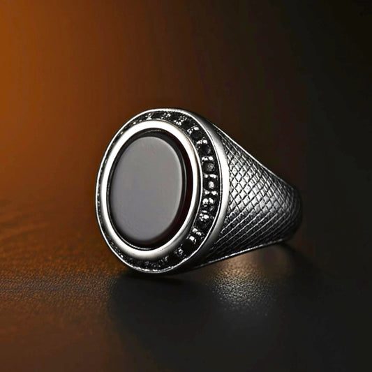 THE MEN THING Rings 19 Royal Series - NOCTIS REGNUM RING - Pure Stainless Steel Men’s Steel-Plated Ring – Statement Luxury Jewelry (Size : 19-22-24)