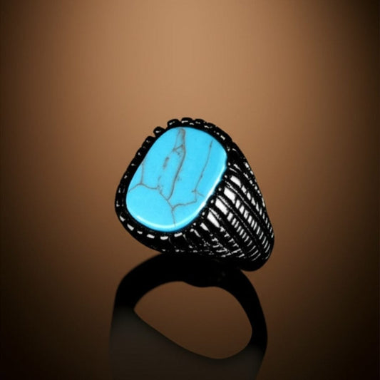 THE MEN THING Rings 19 Royal Series - VOLCANIC SKY RING - Pure Stainless Steel Men’s Black-Plated Ring – Statement Luxury Jewelry (Size : 19-22-24-27)