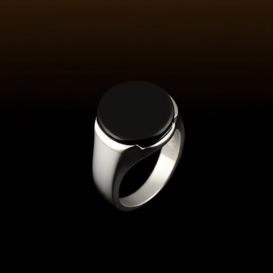 THE MEN THING Rings 22 Royal Series - BLACK ECLIPSE REGENT - Pure Stainless Steel Men’s Steel-Plated Ring – Statement Luxury Jewelry (Size : 22-25-27)