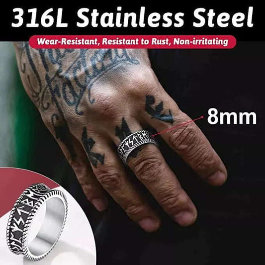 THE MEN THING Rings CELTIC KNOT VIKING - Titanium Steel Ring (Silver Tone - Size 17,21,24)