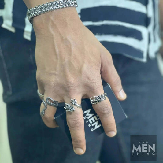 THE MEN THING Rings DRAGON-SPIRAL - Alloy Adjustable Vintage Ring for Men & Boys
