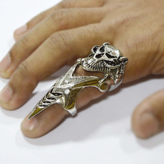 THE MEN THING Rings DRAGOWAR - Gothic Dragon Head Adjustable Knuckle Joint Full Finger Ring for Men & Boys