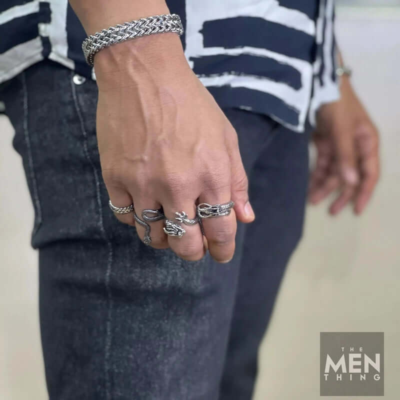 THE MEN THING Rings FIRY DRAGON - Alloy Adjustable Vintage Ring, American trending Style for Men & Boys