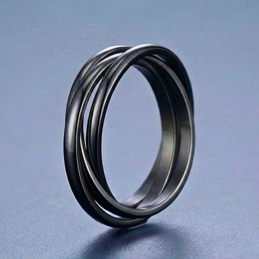 THE MEN THING Rings INFINITY LOOP - Black - Pure Stainless Steel Men’s Black-Plated Ring (Size : 26)