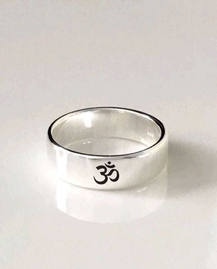 THE MEN THING Rings OM SILVER - Titanium Steel Ring for Men & Boys (Size : 22 )