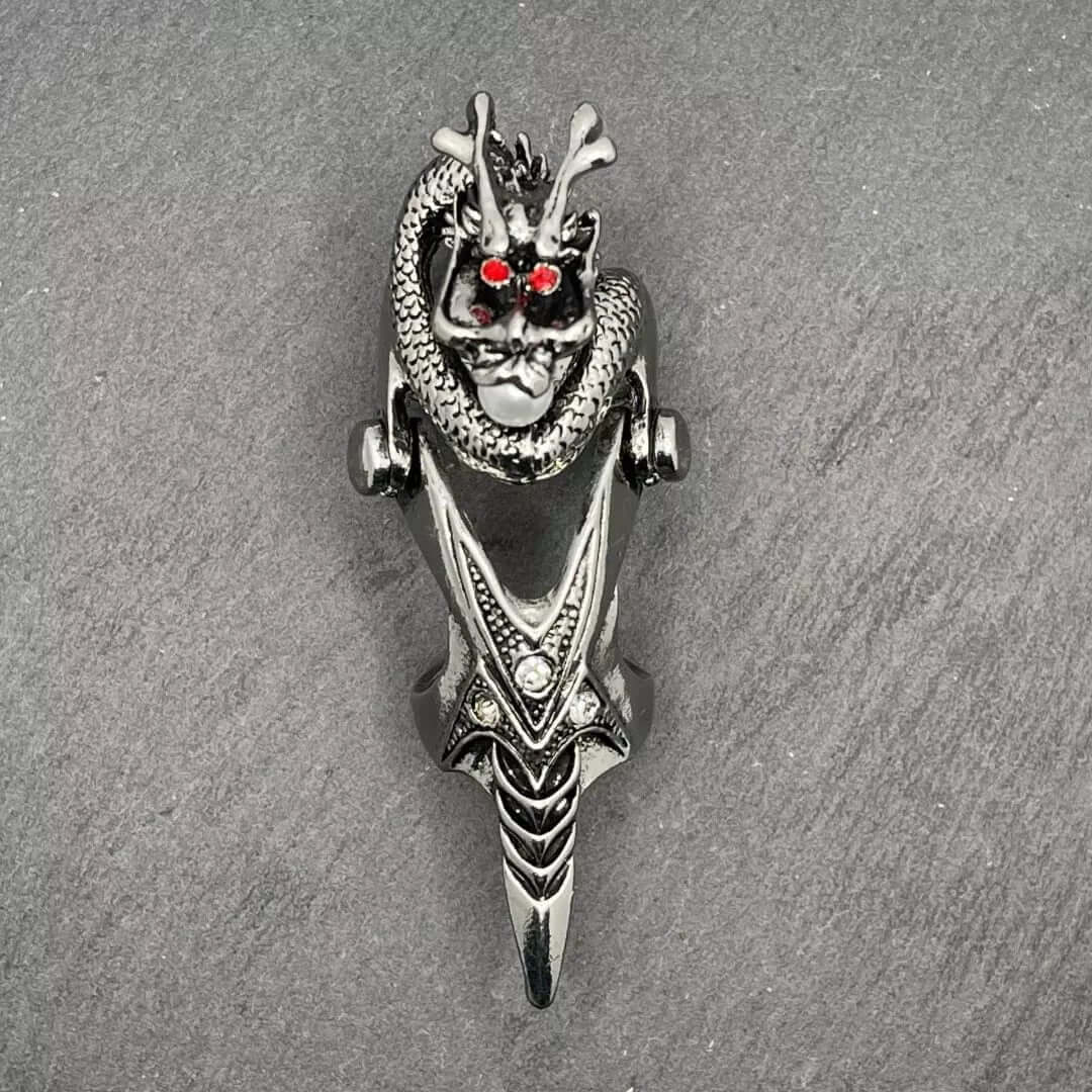 THE MEN THING Rings PEARLEYED - Gothic Snake Knuckle Adjustable Joint Full Finger Ring for Men & Boys